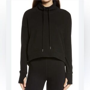 Sweaty Betty Funnel Neck Sweatshirt in Black Cotton Blend Size Medium